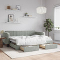 vidaXL Sofa rozsuwana z szufladami, jasnoszara, 80x200 cm, aksamit