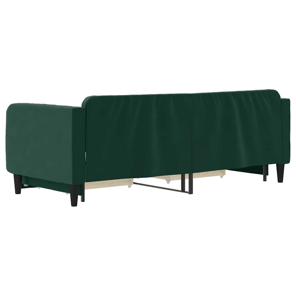 vidaXL Sofa rozsuwana z szufladami, ciemnozielona, 80x200 cm, aksamit