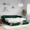 vidaXL Sofa rozsuwana z szufladami, ciemnozielona, 80x200 cm, aksamit