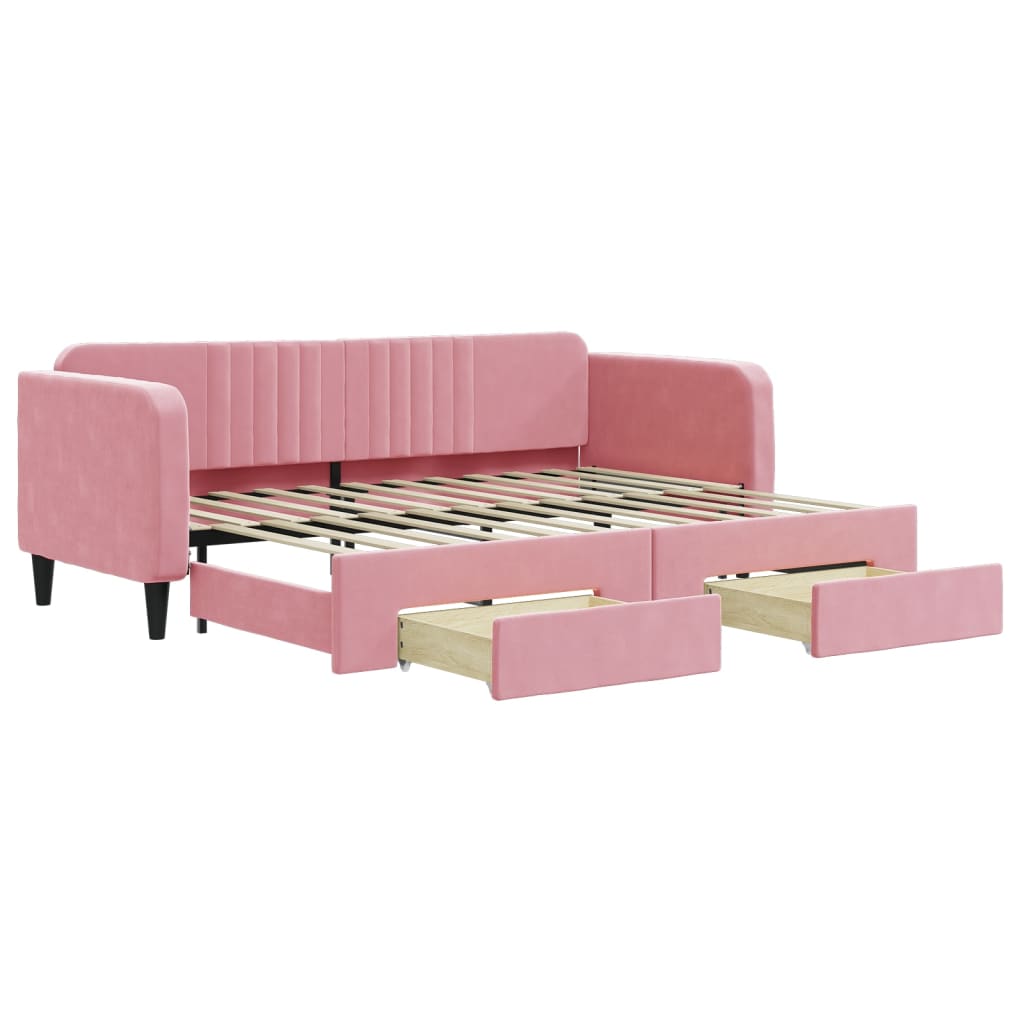 vidaXL Sofa rozsuwana z szufladami, różowa, 80x200 cm, aksamit