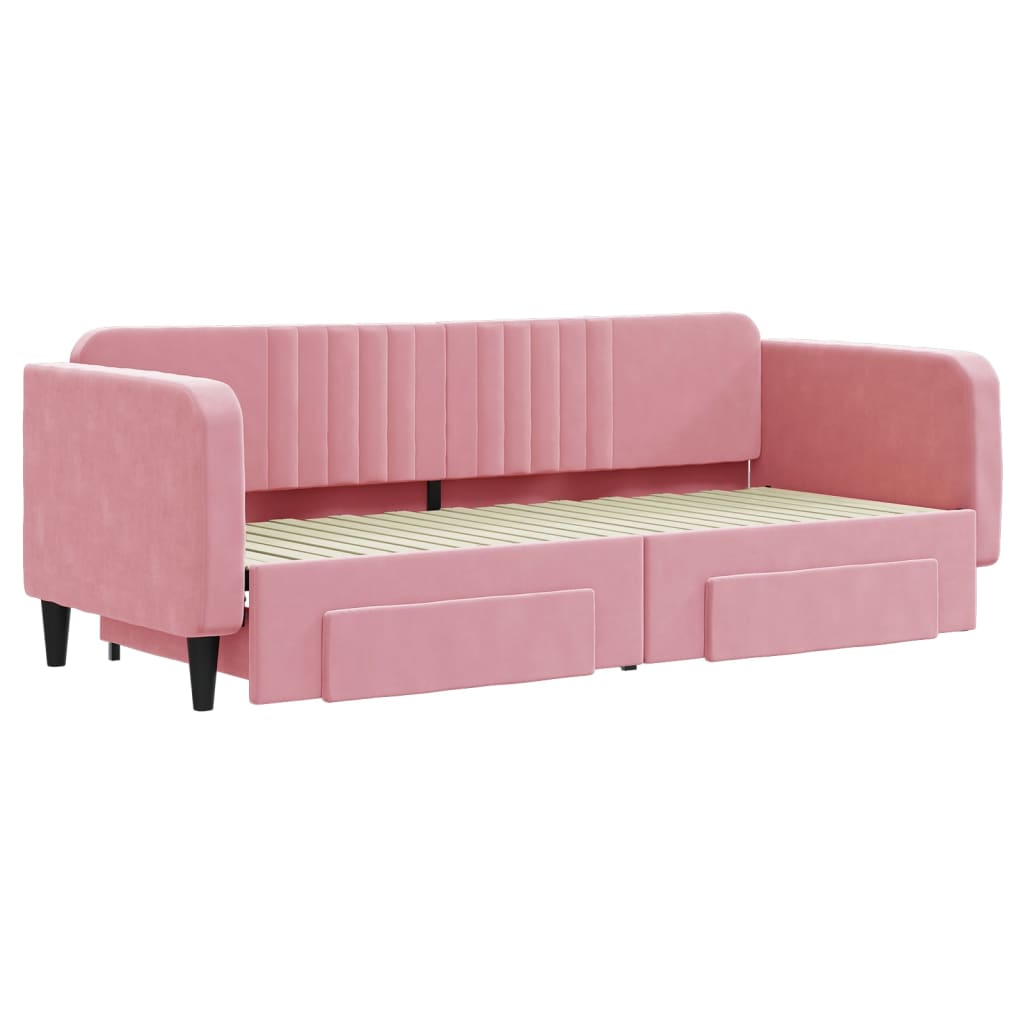 vidaXL Sofa rozsuwana z szufladami, różowa, 80x200 cm, aksamit