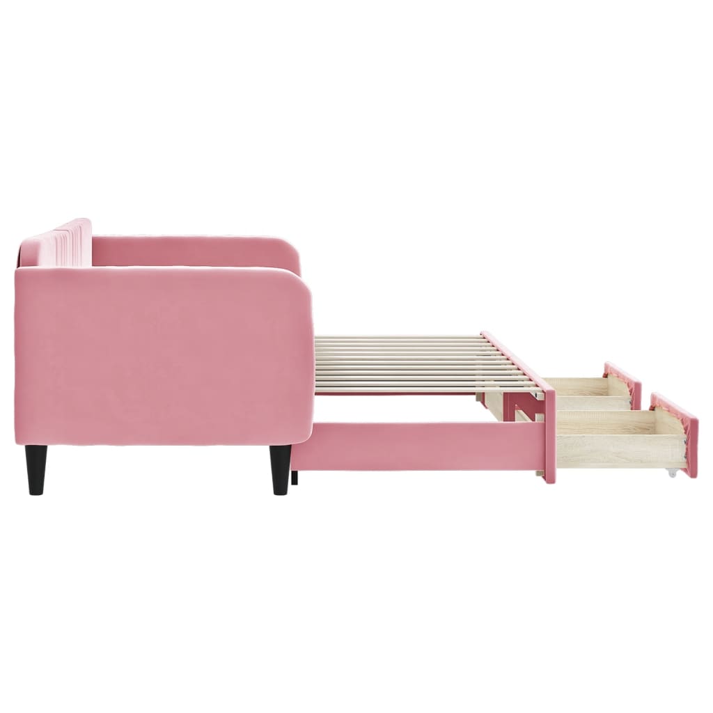 vidaXL Sofa rozsuwana z szufladami, różowa, 80x200 cm, aksamit