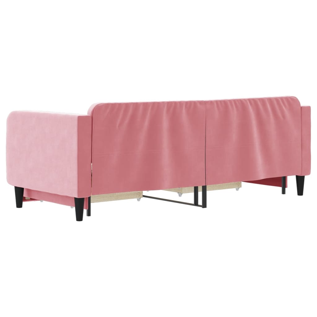 vidaXL Sofa rozsuwana z szufladami, różowa, 80x200 cm, aksamit
