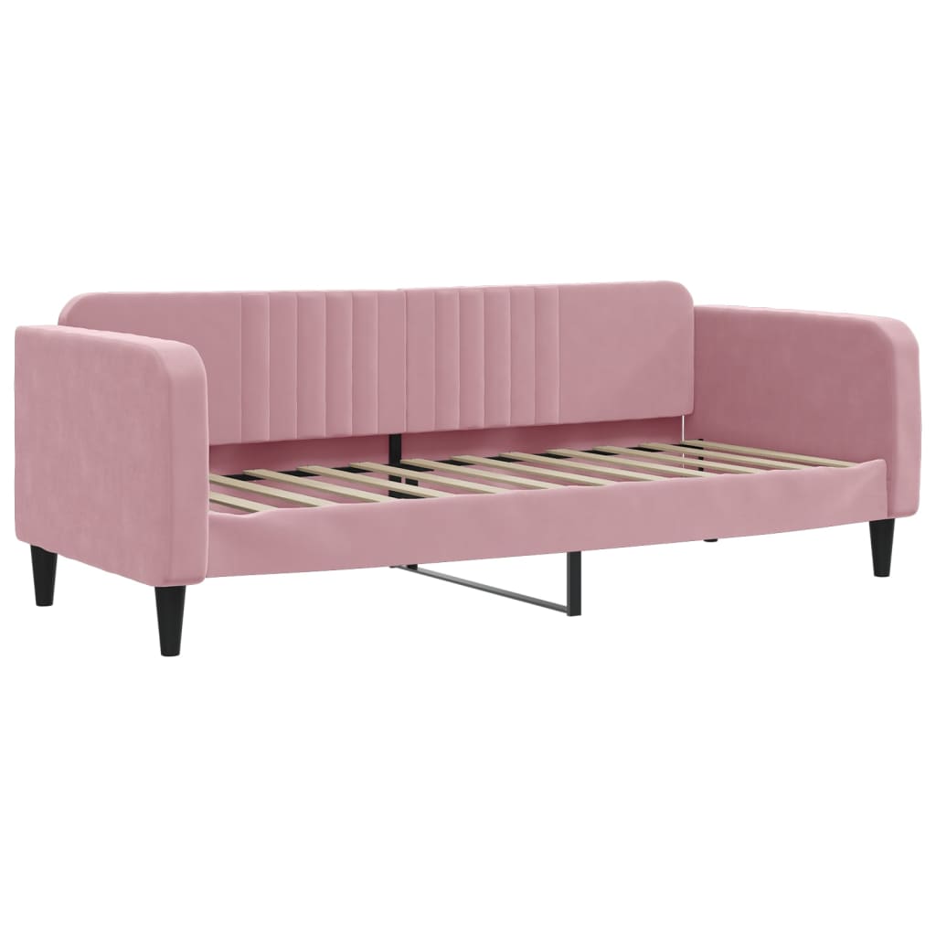 vidaXL Sofa rozsuwana z szufladami, różowa, 80x200 cm, aksamit