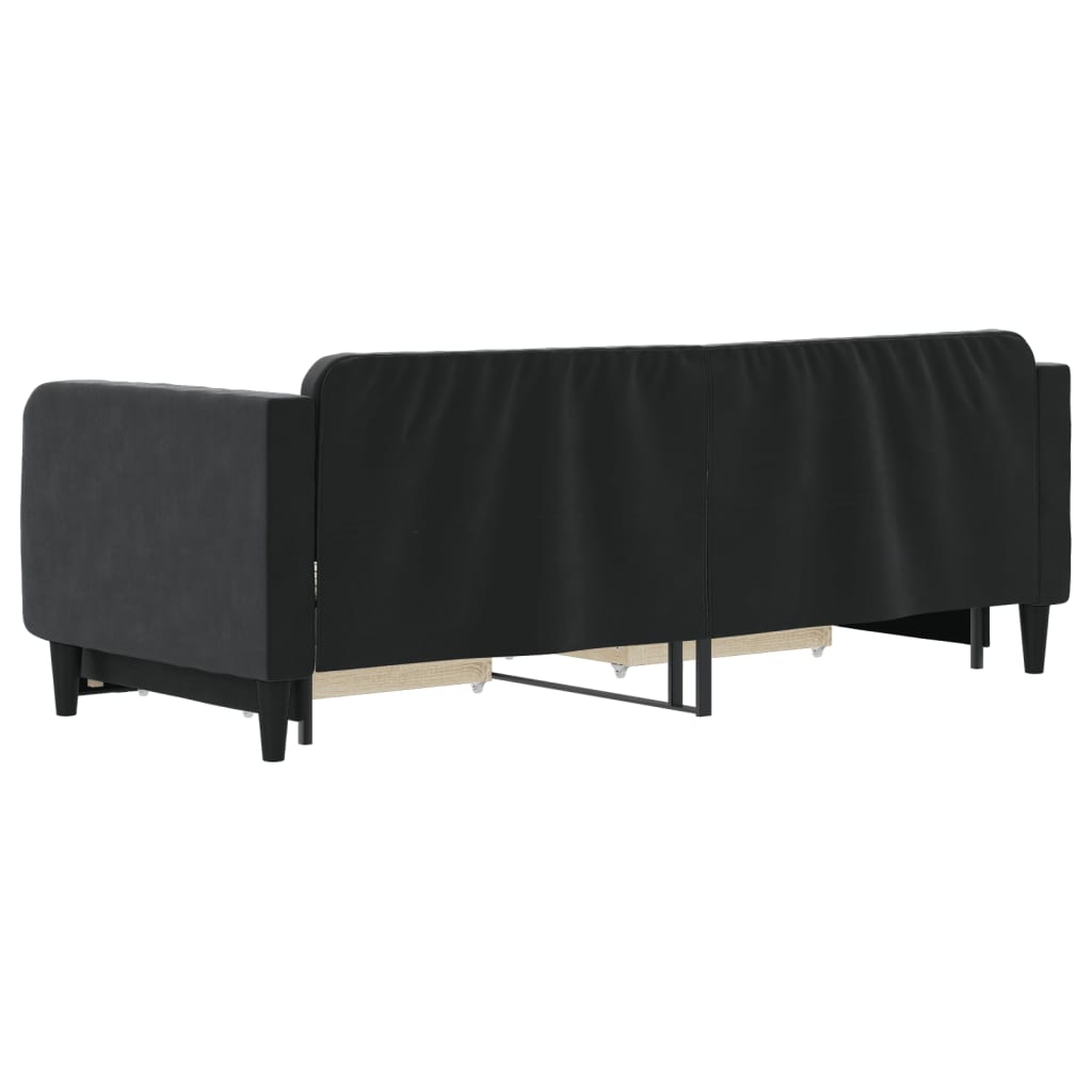 vidaXL Sofa rozsuwana z szufladami, czarna, 80x200 cm, aksamit