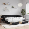 vidaXL Sofa rozsuwana z szufladami, czarna, 80x200 cm, aksamit