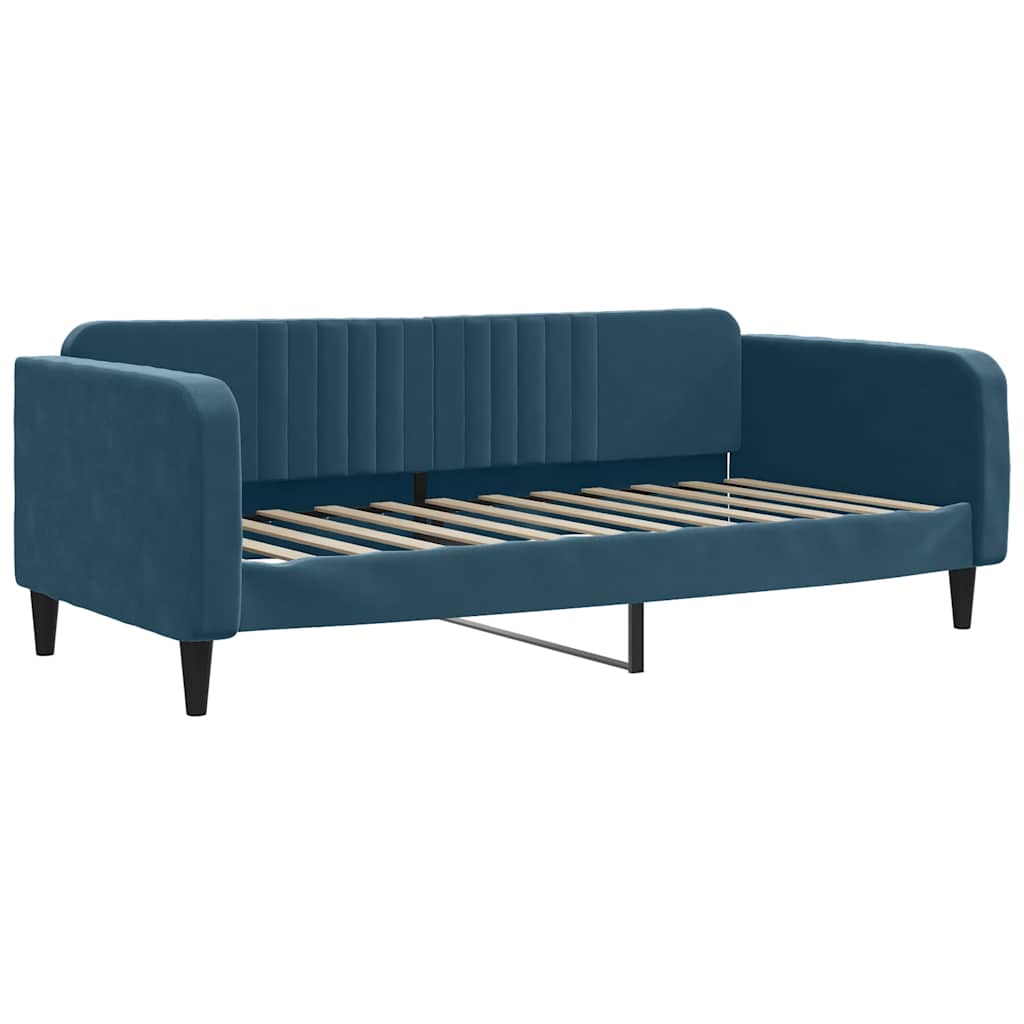 vidaXL Sofa rozsuwana z szufladami, niebieska, 90x200 cm, aksamit