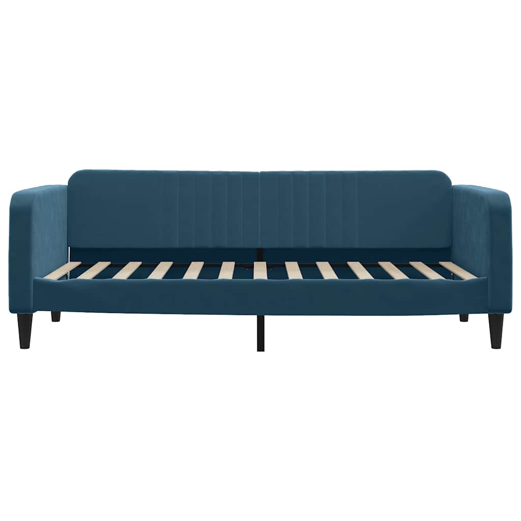 vidaXL Sofa rozsuwana z szufladami, niebieska, 90x200 cm, aksamit