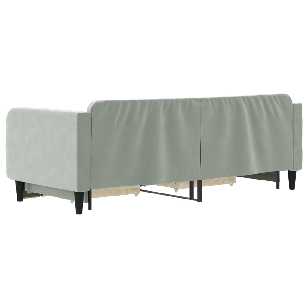 vidaXL Sofa rozsuwana z szufladami, jasnoszara, 90x200 cm, aksamit