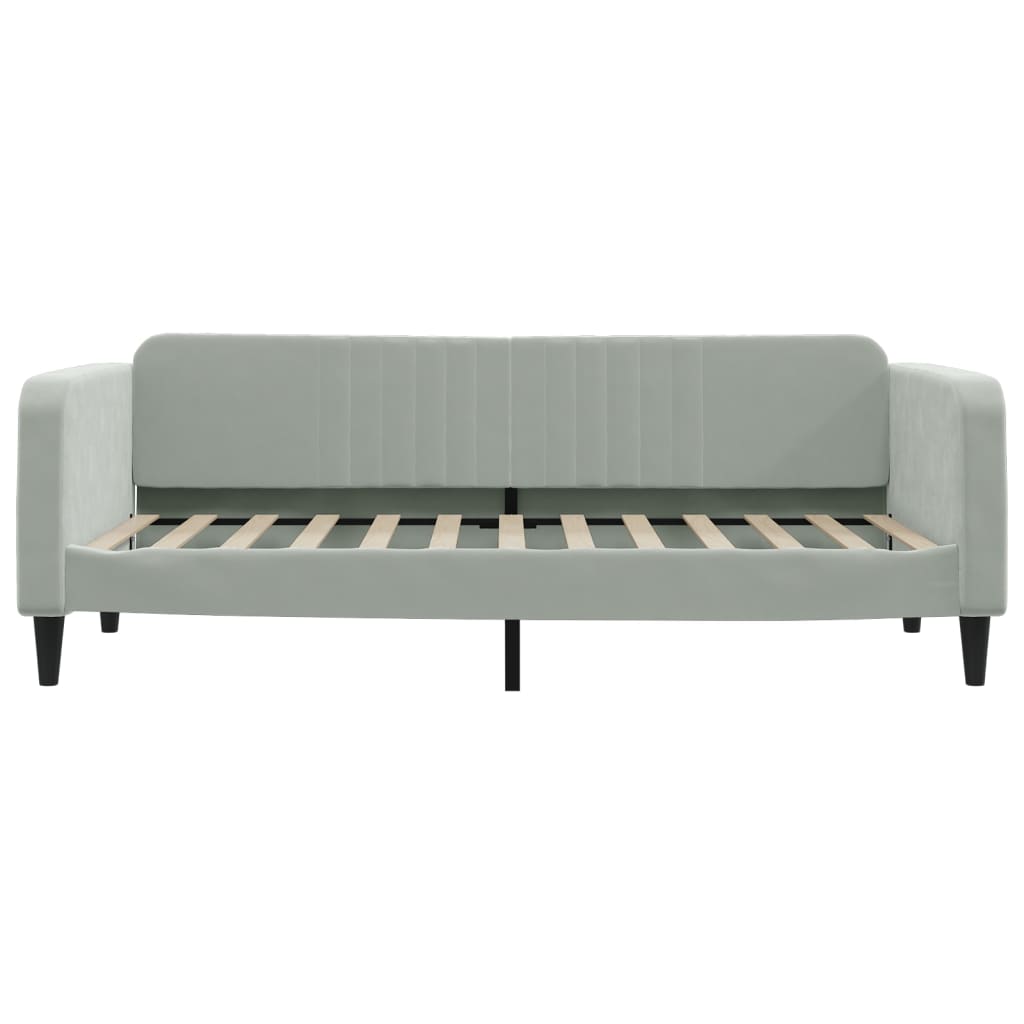 vidaXL Sofa rozsuwana z szufladami, jasnoszara, 90x200 cm, aksamit