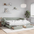 vidaXL Sofa rozsuwana z szufladami, jasnoszara, 90x200 cm, aksamit