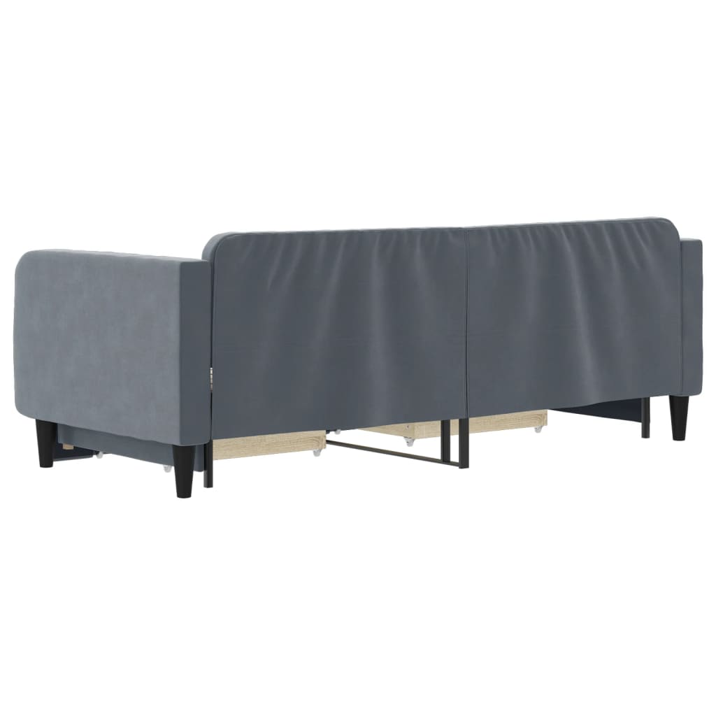 vidaXL Sofa rozsuwana z szufladami, ciemnoszara, 90x200 cm, aksamit