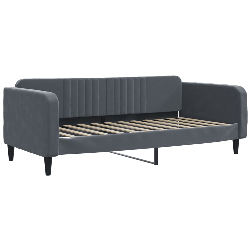 vidaXL Sofa rozsuwana z szufladami, ciemnoszara, 90x200 cm, aksamit