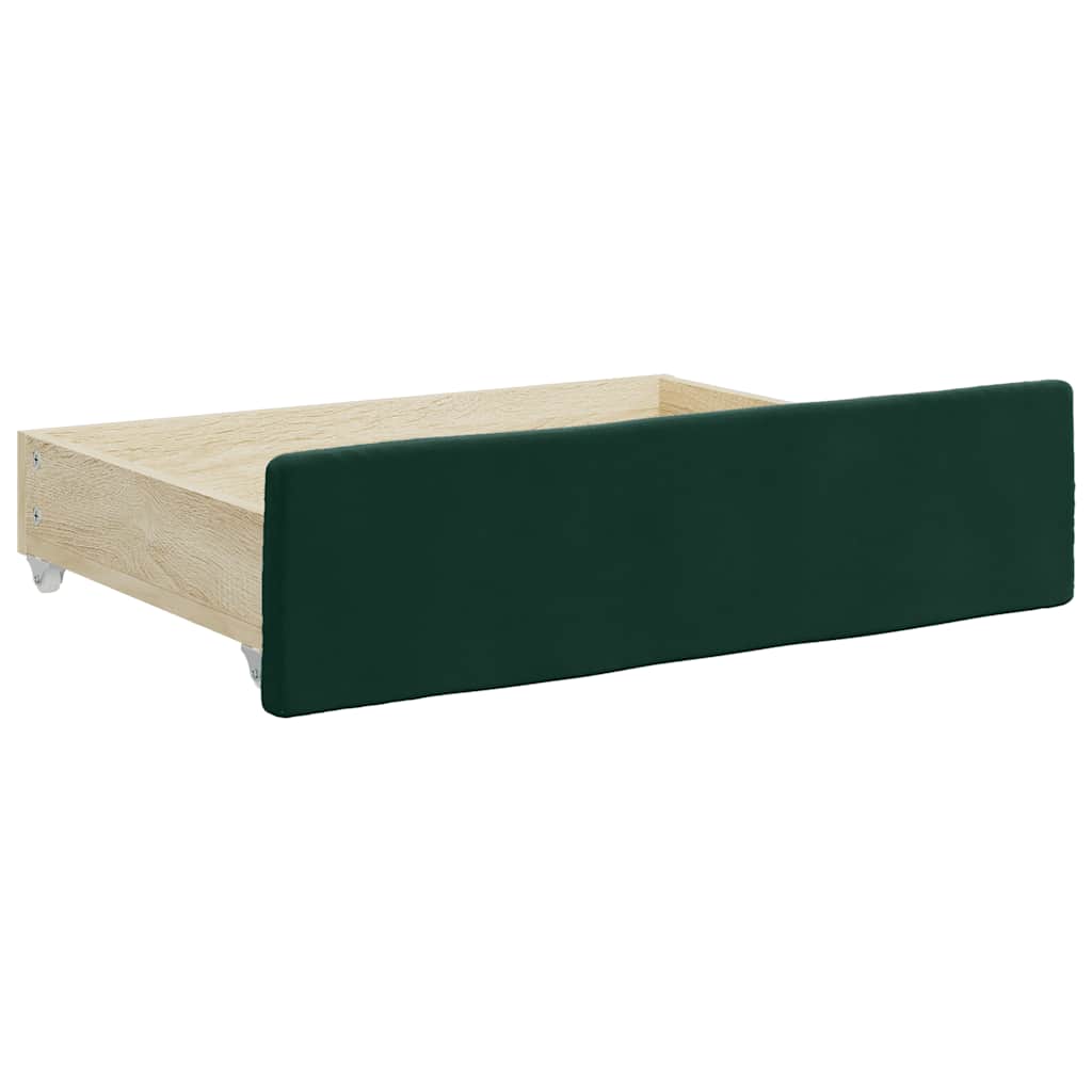 vidaXL Sofa rozsuwana z szufladami, ciemnozielona, 90x200 cm, aksamit