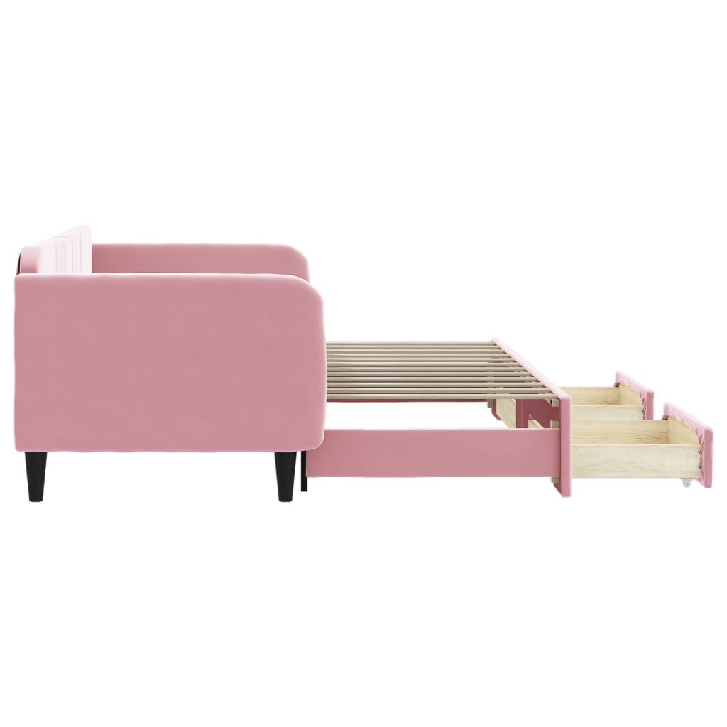 vidaXL Sofa rozsuwana z szufladami, różowa, 90x200 cm, aksamit