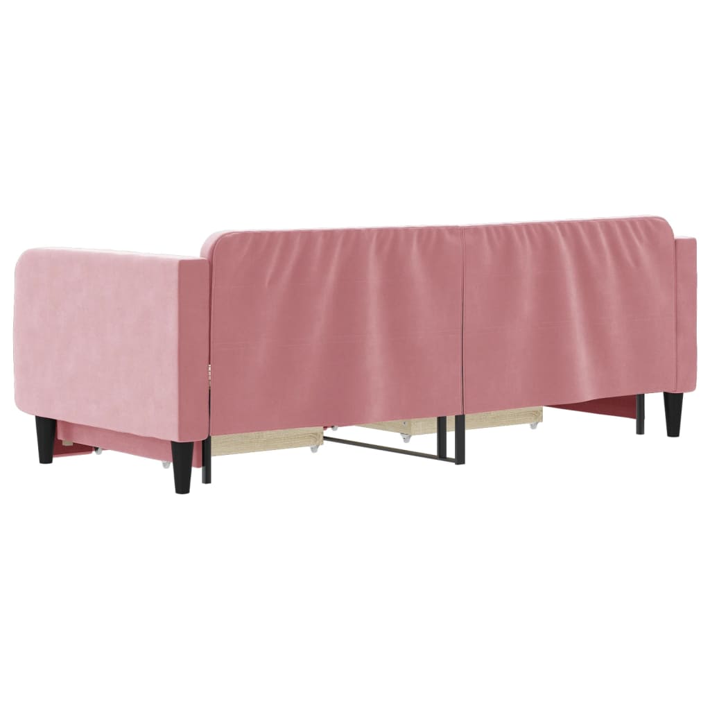 vidaXL Sofa rozsuwana z szufladami, różowa, 90x200 cm, aksamit