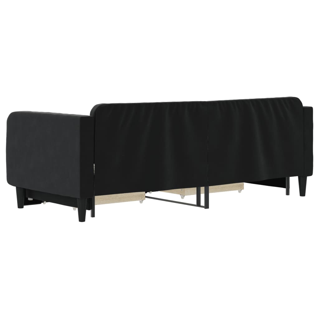 vidaXL Sofa rozsuwana z szufladami, czarna, 90x200 cm, aksamit