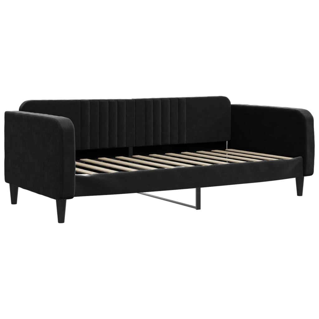 vidaXL Sofa rozsuwana z szufladami, czarna, 90x200 cm, aksamit