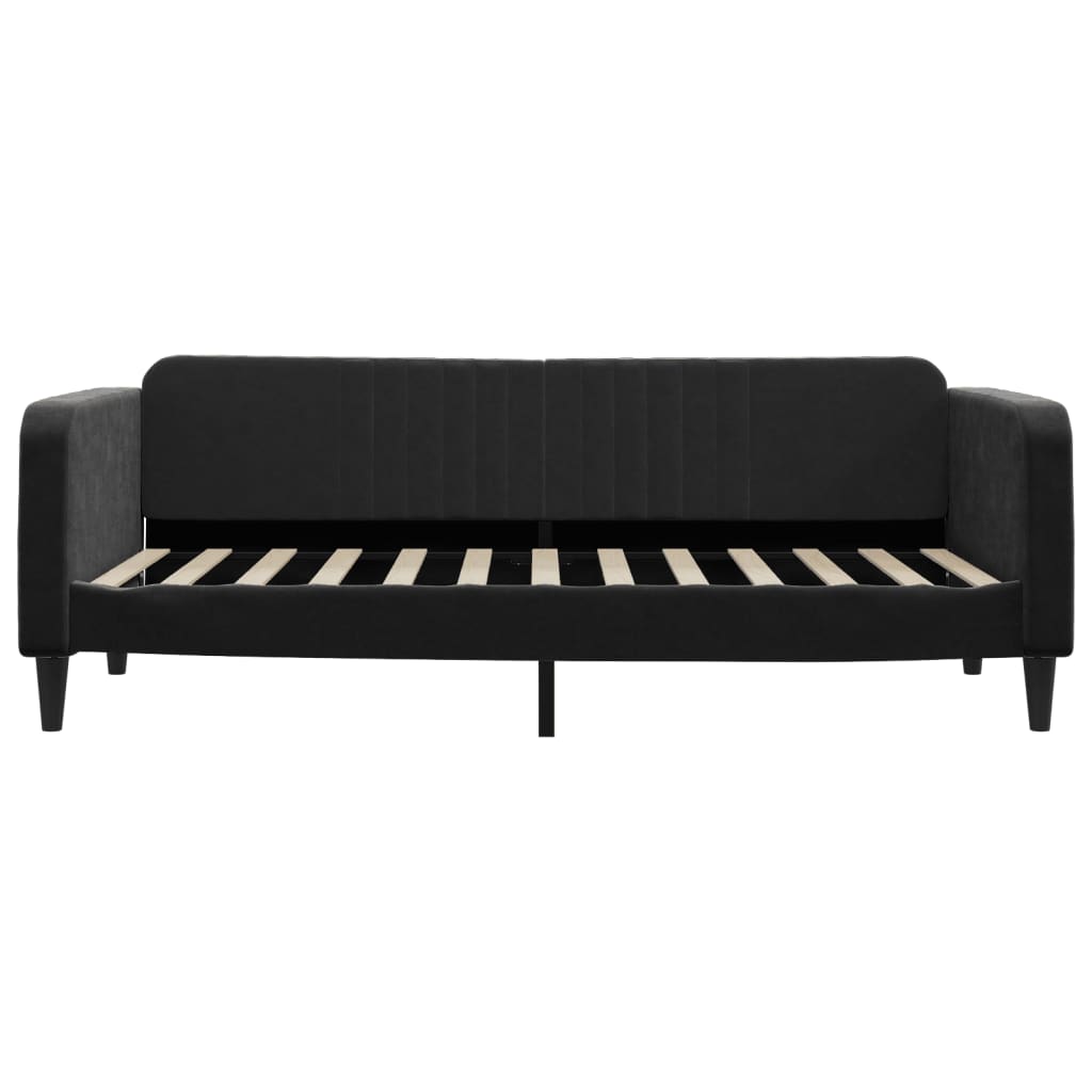 vidaXL Sofa rozsuwana z szufladami, czarna, 90x200 cm, aksamit