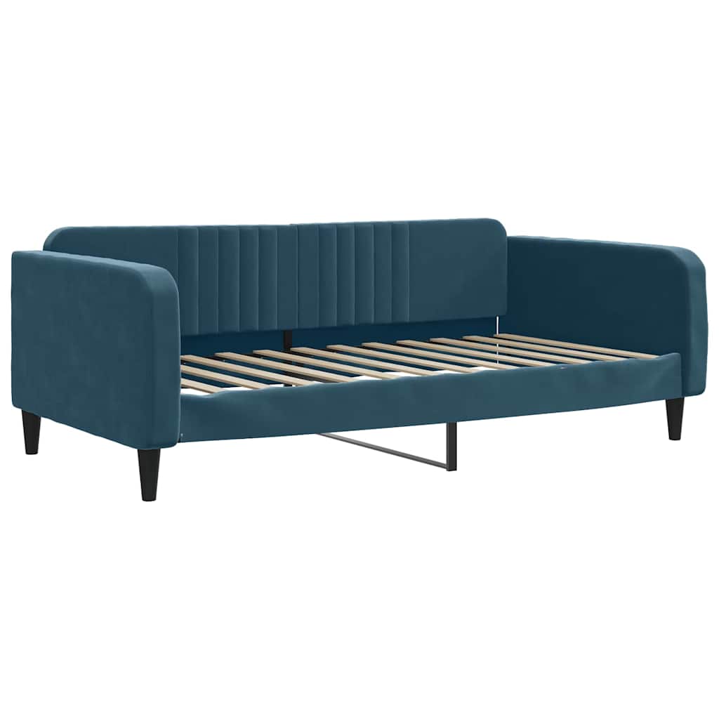 vidaXL Sofa rozsuwana z szufladami, niebieska, 100x200 cm, aksamit
