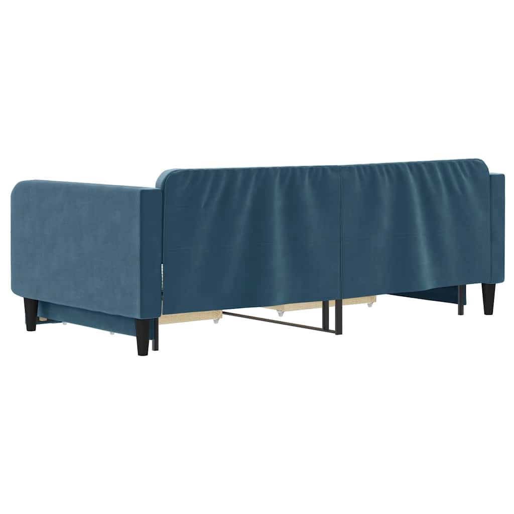 vidaXL Sofa rozsuwana z szufladami, niebieska, 100x200 cm, aksamit