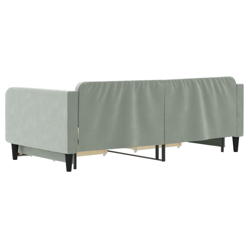 vidaXL Sofa rozsuwana z szufladami, jasnoszara, 100x200 cm, aksamit