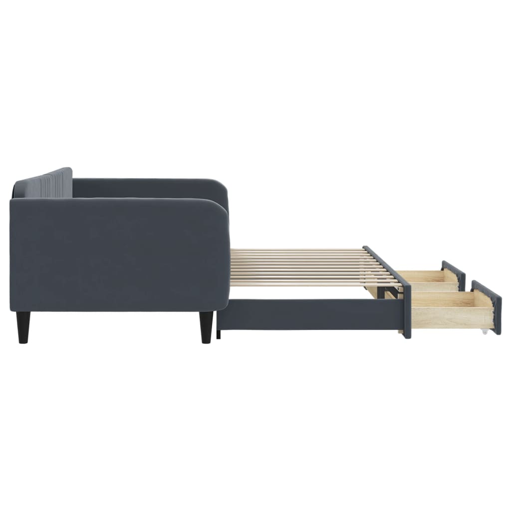 vidaXL Sofa rozsuwana z szufladami, ciemnoszara, 100x200 cm, aksamit