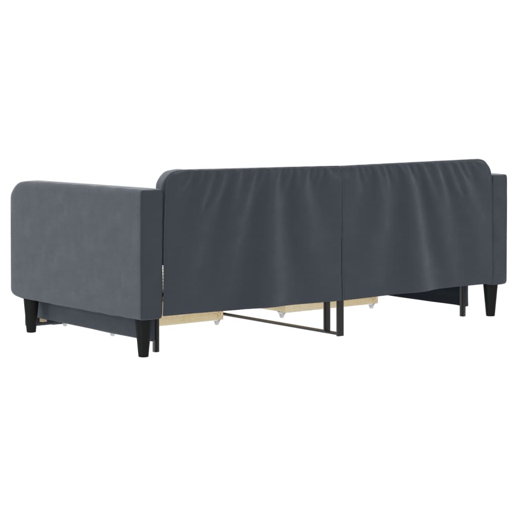 vidaXL Sofa rozsuwana z szufladami, ciemnoszara, 100x200 cm, aksamit