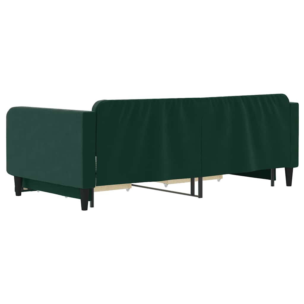 vidaXL Sofa rozsuwana z szufladami, ciemnozielona, 100x200 cm, aksamit