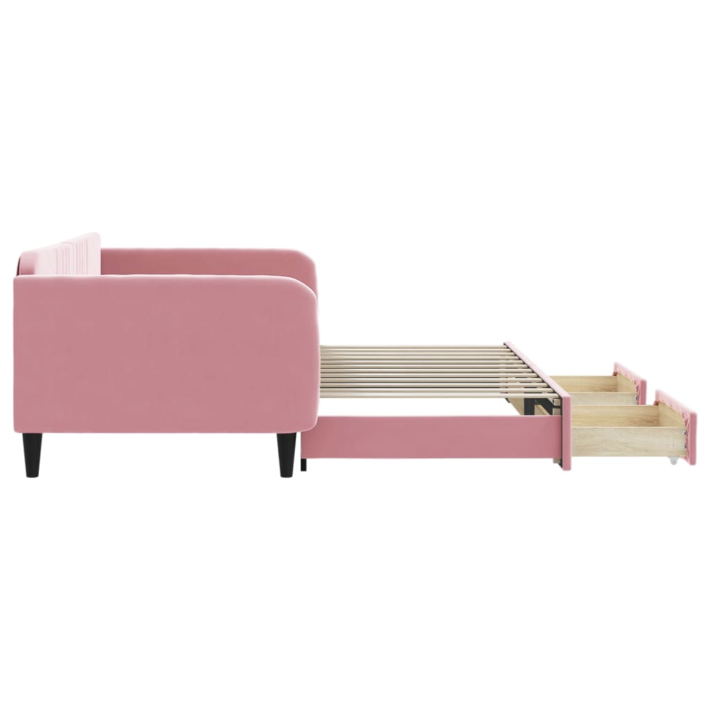 vidaXL Sofa rozsuwana z szufladami, różowa, 100x200 cm, aksamit