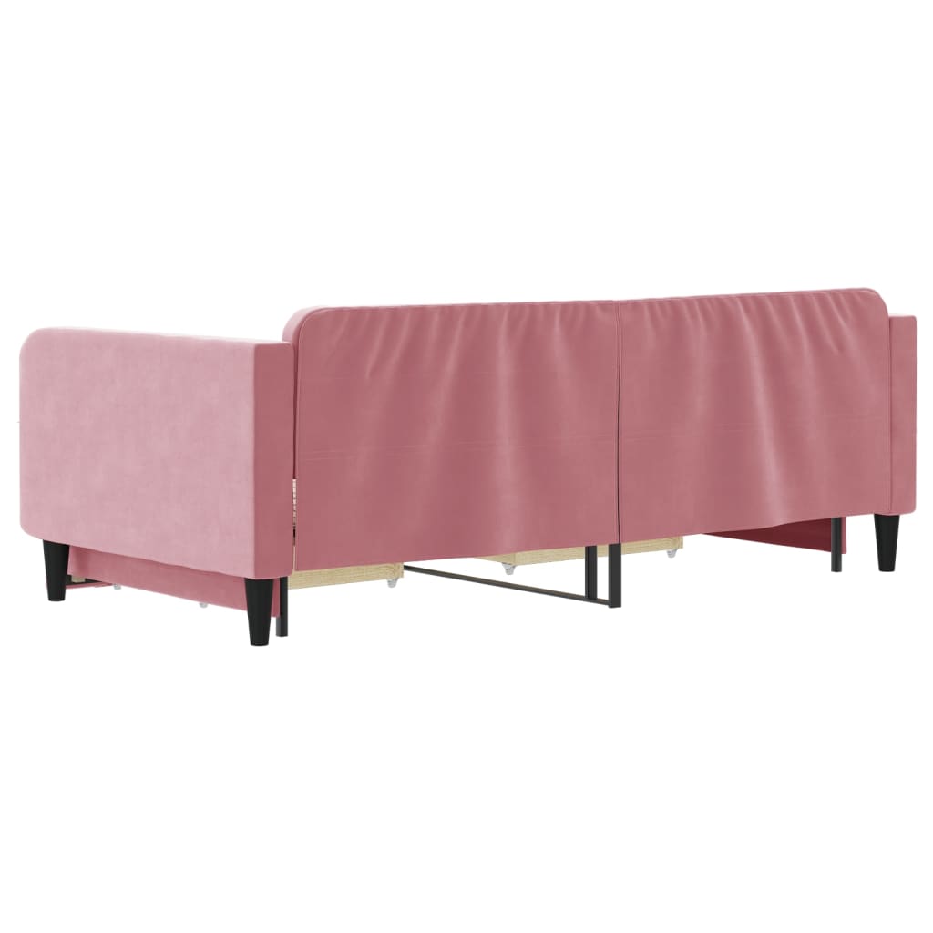 vidaXL Sofa rozsuwana z szufladami, różowa, 100x200 cm, aksamit