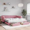 vidaXL Sofa rozsuwana z szufladami, różowa, 100x200 cm, aksamit