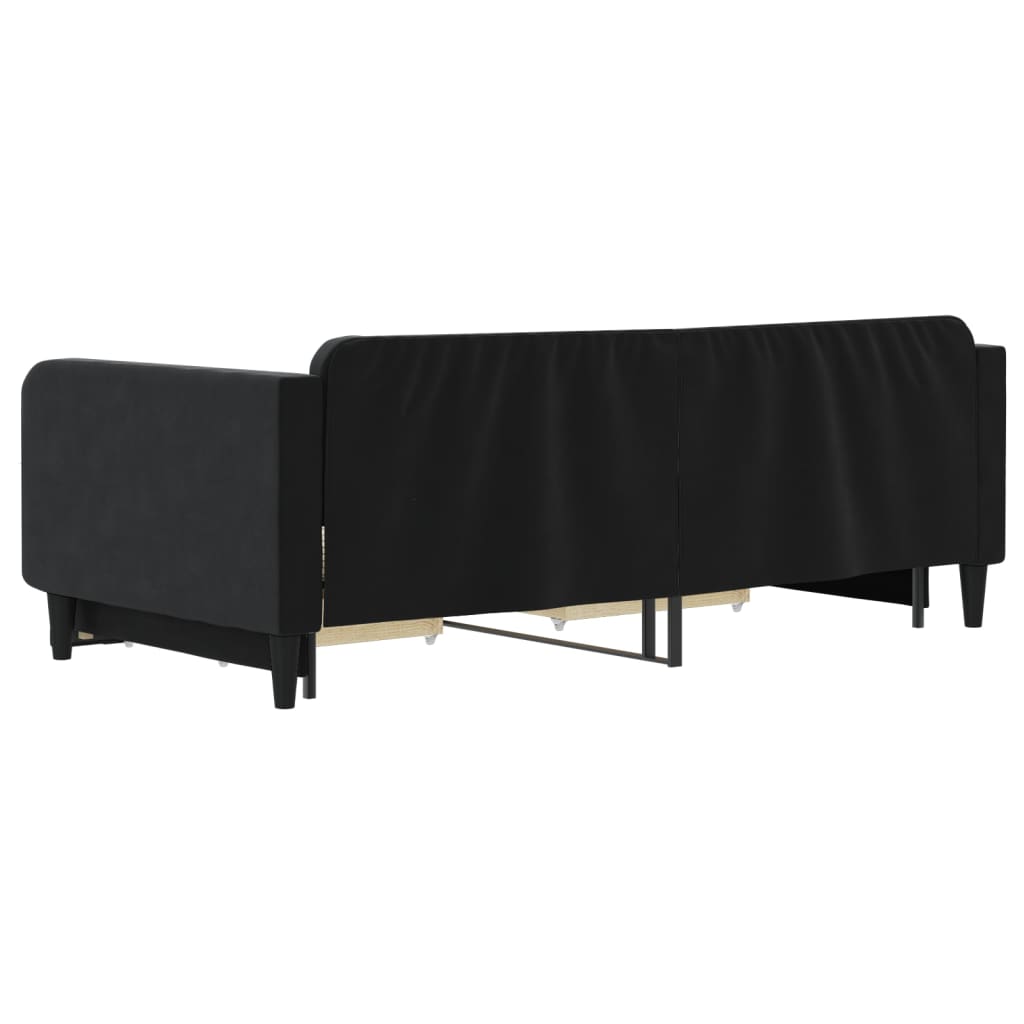 vidaXL Sofa rozsuwana z szufladami, czarna, 100x200 cm, aksamit