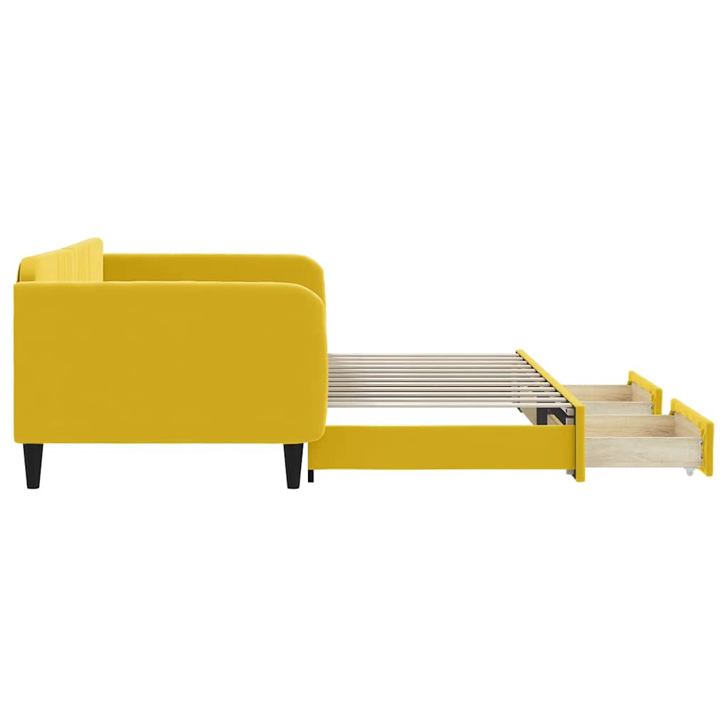 vidaXL Sofa rozsuwana z szufladami, żółta, 100x200 cm, aksamit