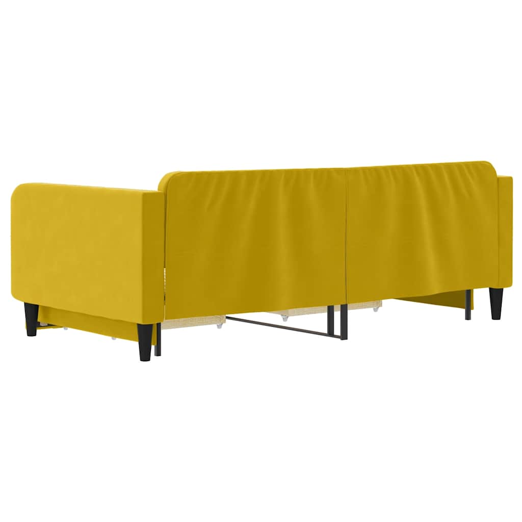 vidaXL Sofa rozsuwana z szufladami, żółta, 100x200 cm, aksamit