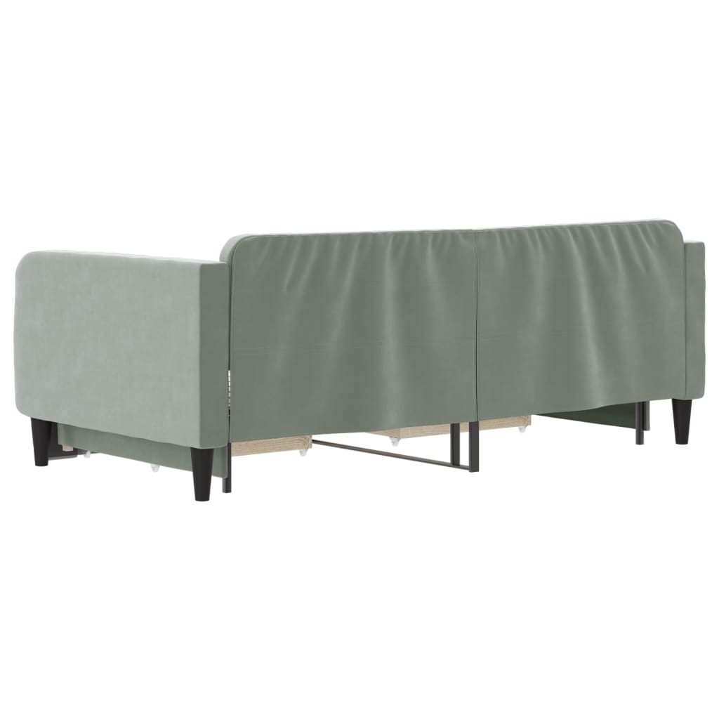 vidaXL Sofa rozsuwana z szufladami, jasnoszara, 90x190 cm, aksamit