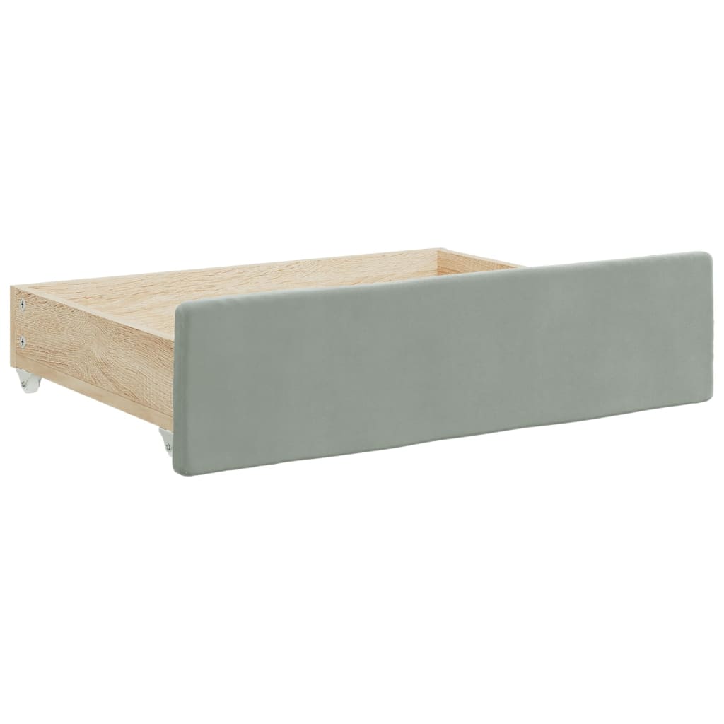 vidaXL Sofa rozsuwana z szufladami, jasnoszara, 90x190 cm, aksamit