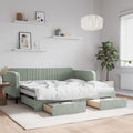 vidaXL Sofa rozsuwana z szufladami, jasnoszara, 90x190 cm, aksamit