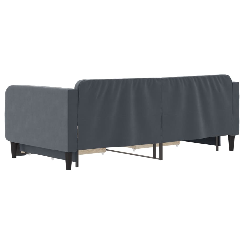 vidaXL Sofa rozsuwana z szufladami, ciemnoszara, 90x190 cm, aksamit