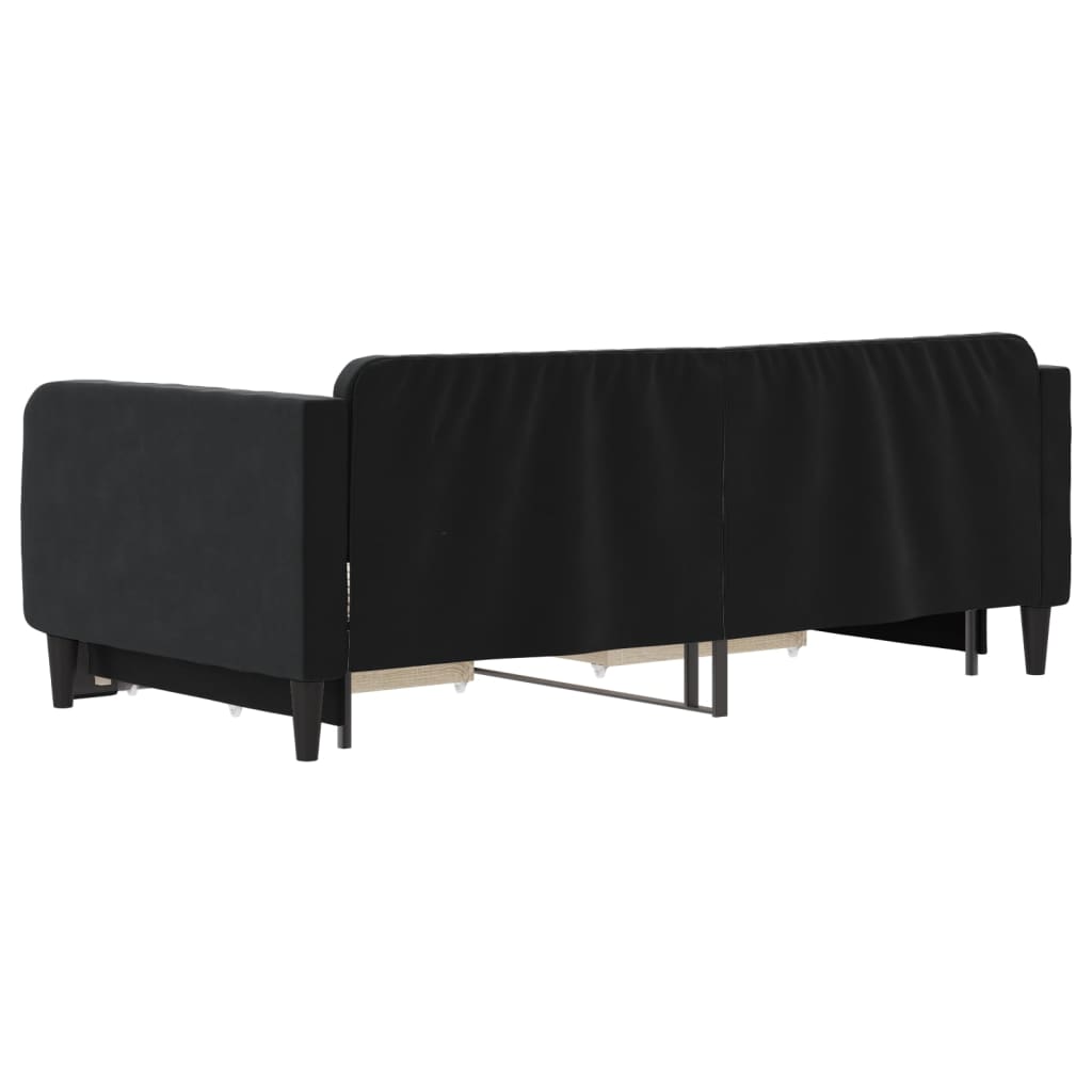 vidaXL Sofa rozsuwana z szufladami, czarna, 90x190 cm, aksamit