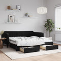 vidaXL Sofa rozsuwana z szufladami, czarna, 90x190 cm, aksamit