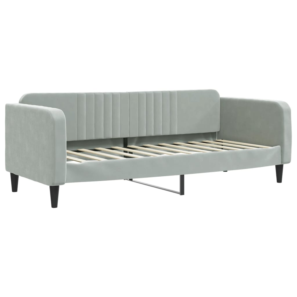 vidaXL Sofa rozsuwana z szufladami, jasnoszara, 80x200 cm, aksamit