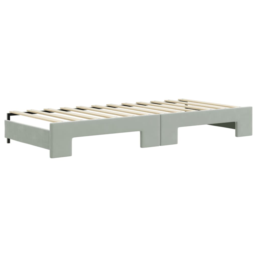 vidaXL Sofa rozsuwana z szufladami, jasnoszara, 80x200 cm, aksamit