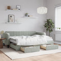 vidaXL Sofa rozsuwana z szufladami, jasnoszara, 80x200 cm, aksamit