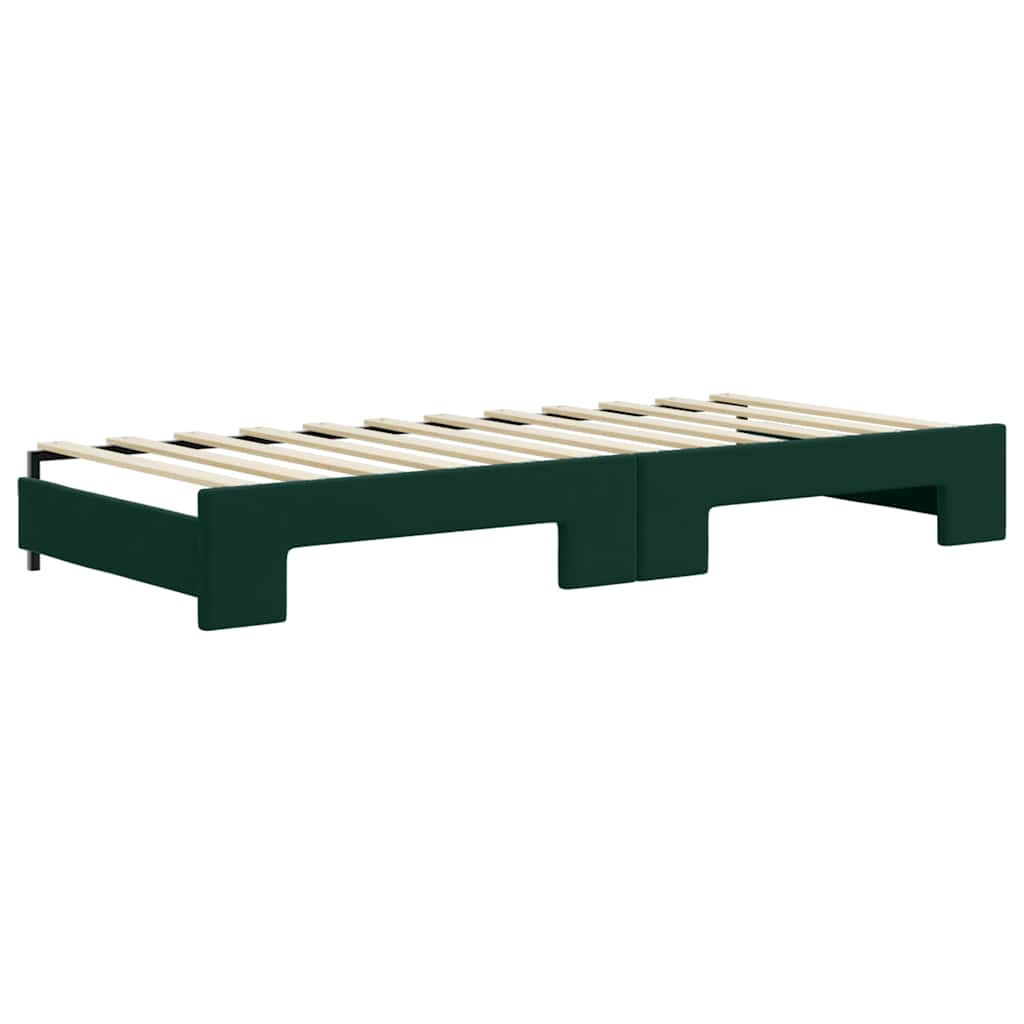 vidaXL Sofa rozsuwana z szufladami, ciemnozielona, 80x200 cm, aksamit