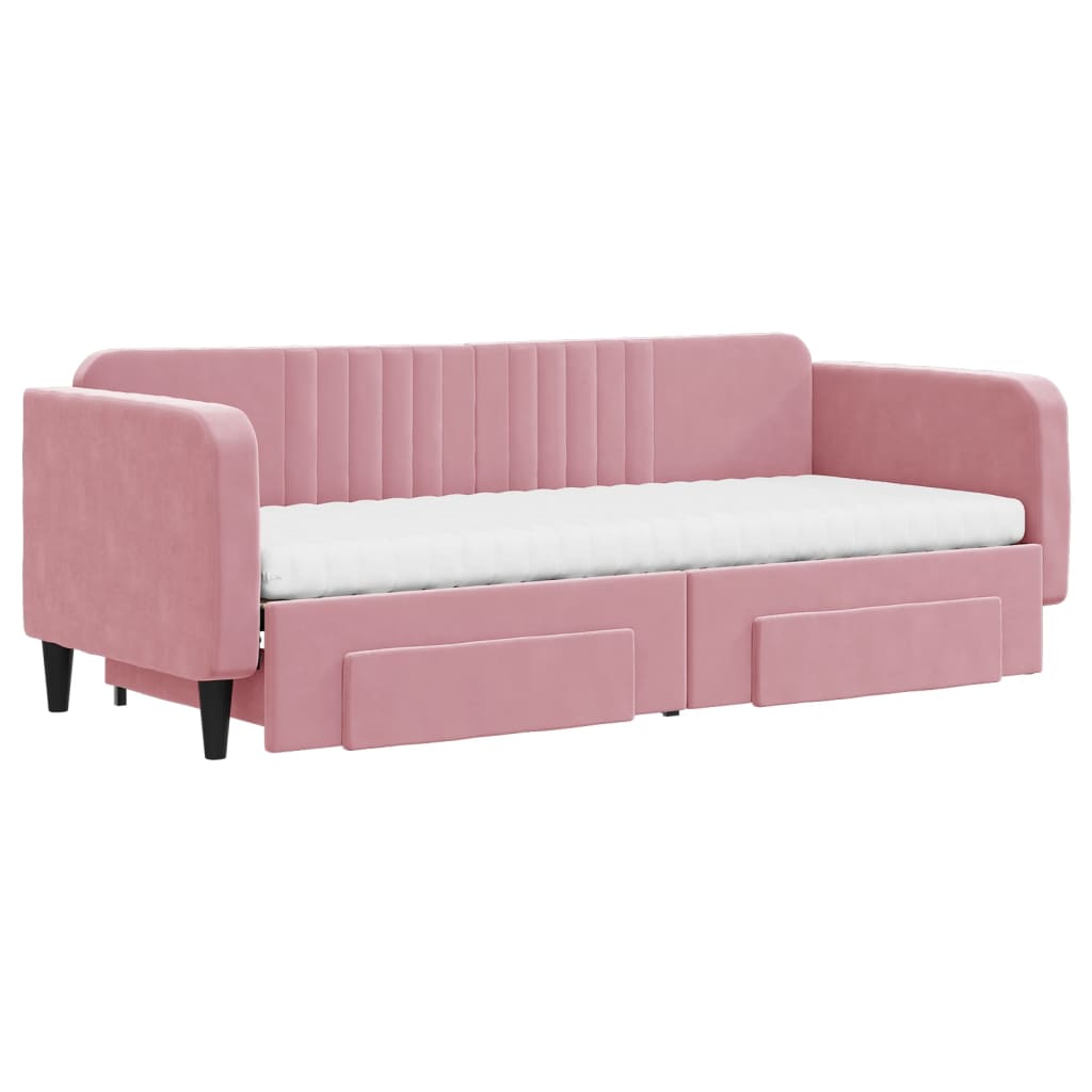 vidaXL Sofa rozsuwana z szufladami, różowa, 80x200 cm, aksamit
