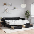 vidaXL Sofa rozsuwana z szufladami, czarna, 80x200 cm, aksamit