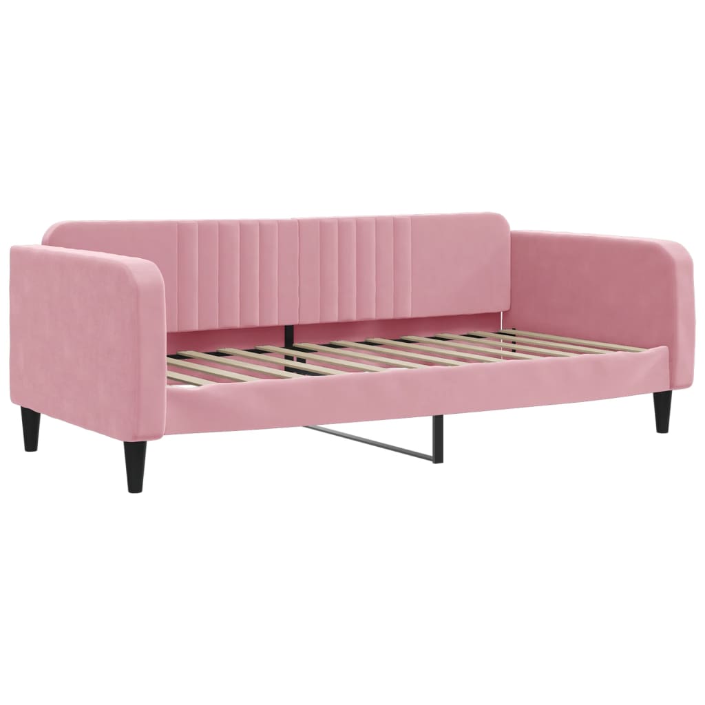 vidaXL Sofa rozsuwana z szufladami, różowa, 90x200 cm, aksamit