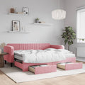 vidaXL Sofa rozsuwana z szufladami, różowa, 90x200 cm, aksamit