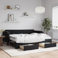 vidaXL Sofa rozsuwana z szufladami, czarna, 90x200 cm, aksamit